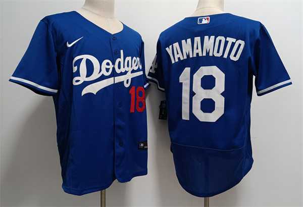Mens Los Angeles Dodgers #18 Yoshinobu Yamamoto Nike Royal Alternate FlexBase Player Jersey->los angeles dodgers->MLB Jersey